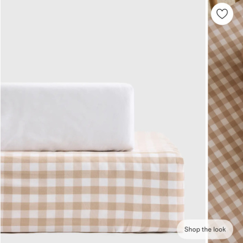 Organic Percale Gingham Crib Sheet 2-Pack in Cafe