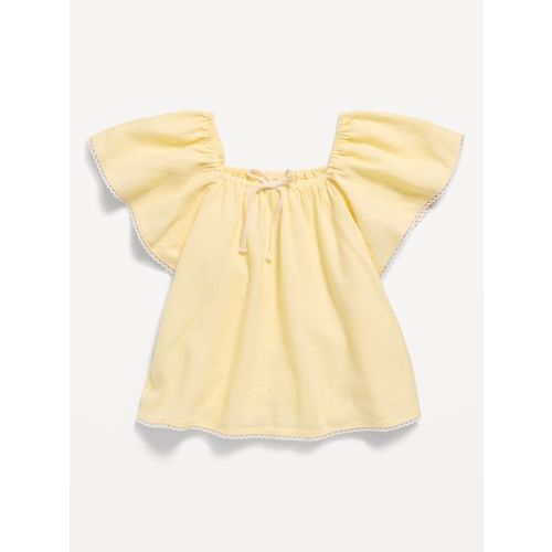 Short-Sleeve Linen-Blend Top for Toddler Girls