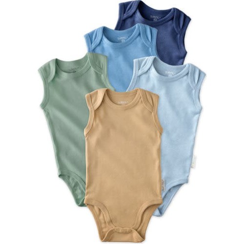 Sam Assorted 5-Pack Sleeveless Organic Cotton Bodysuits, 6-9M