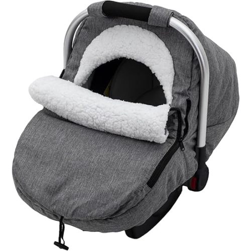 Winter Carseat Cover, Sherpa Fleece Baby Car Seat Cover for Cold Weather, Warm Snug Infant Car Seat Canopy for Boys Girls, Universal Newborn Carrier Covers Protect Baby from Snow Wind