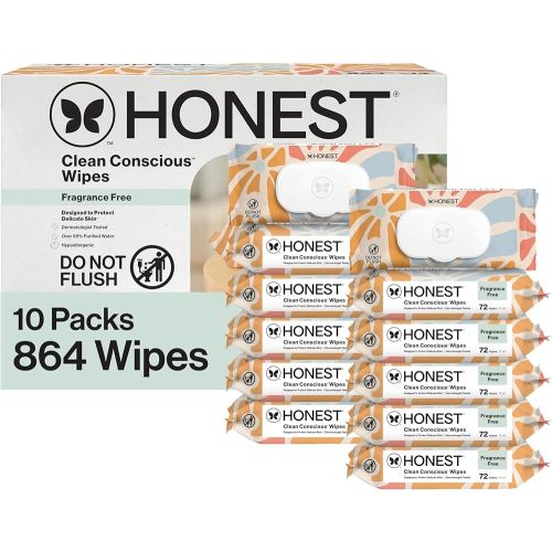 The Honest Company Hypoallergenic Multi-Use Baby Wipes for Sensitive Skin, Sunburst, 864 Count