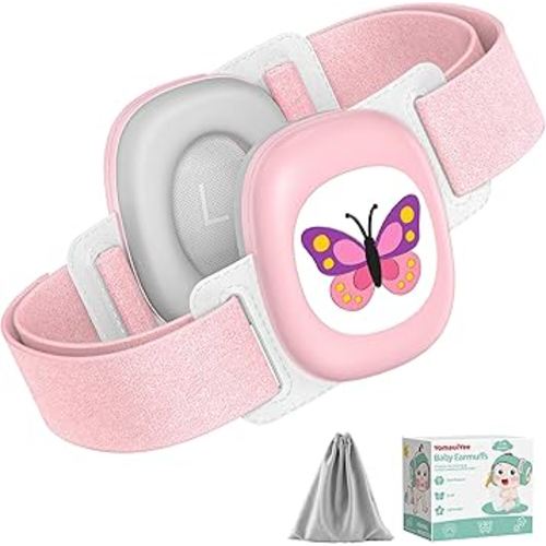 Baby Earmuffs,Baby Noise Cancelling Headphones with Butterfly Pattern, Infant Ear Protection for Toddler 0-48 Months,Infant Travel Essentials for Airplane/Improves Sleep
