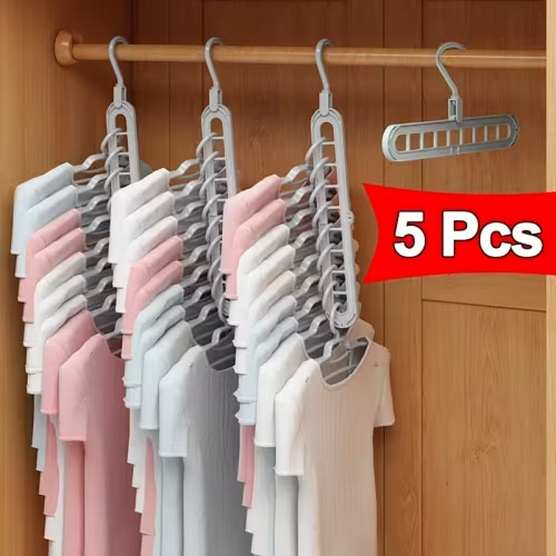 set 5 sturdy foldable plastic hangers featuring 9 holes - Temu