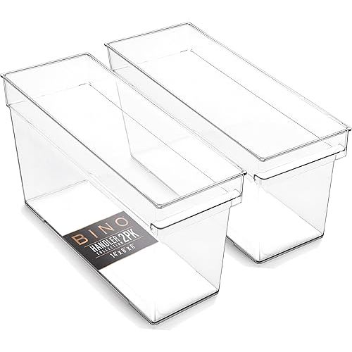 BINO | Plastic Storage Bins, Medium - Deep | THE HANDLER COLLECTION | Multipurpose Organizer Bins | Kitchen Pantry Organizers and Storage | Clear Containers for Organizing Home | Freezer Organizer