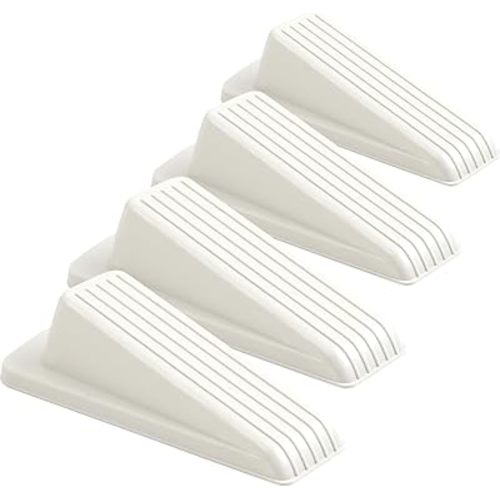 4 Pack Door Stoppers for Bottom of Door, White 4.8x2.2x1.3in Door Stops, Rubber Door Stopper Wedge, Sturdy Stackable Door Stops for Floor
