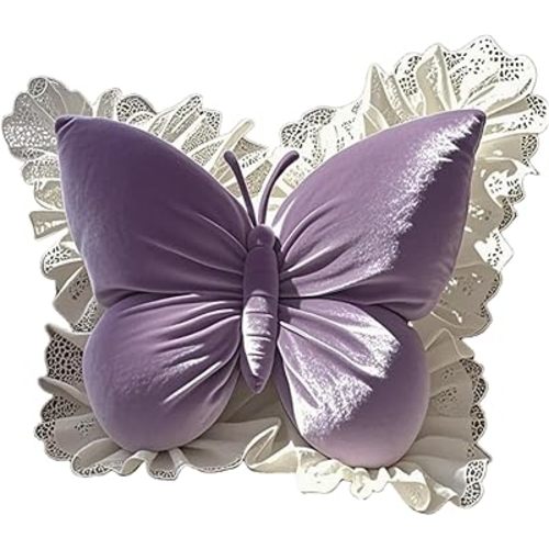 Butterfly Sofa Pillow Animal Floor Reading Pillow Car Cushion (Purple;, 50cm)