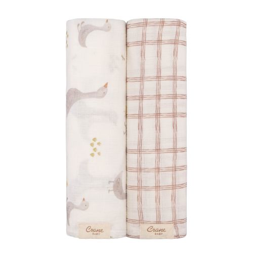 Charlie 2 pc. Farmhouse Goose Swaddles | Crane Baby