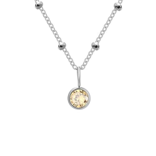 Stainless Steel 12 Month Birthstones Non Tarnish Necklace Ideal Birthday Gift