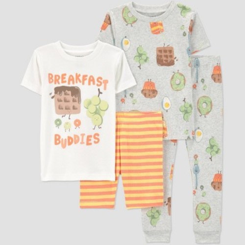Carter's Just One You® Toddler Boys' 4pc Short Sleeve Cotton Snug Fit Brunch Pajama Set - Orange 12M