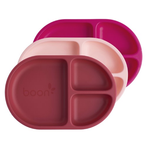 Boon Chow Silicone Plate 3Pk Pink Multi