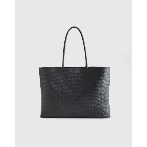 Siena Handwoven Tote in Black - Diaper Bag