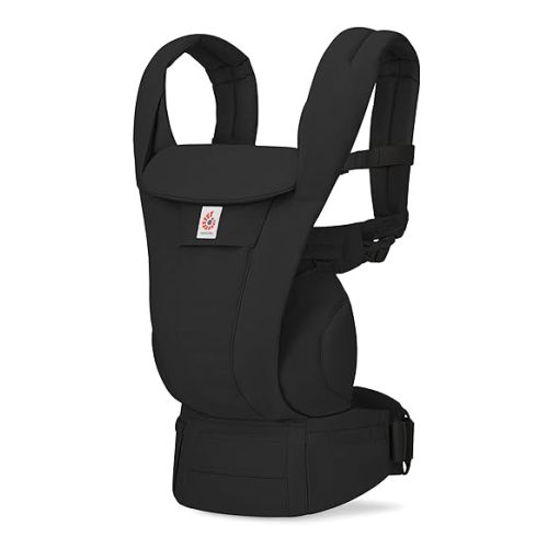 Ergobaby Omni Deluxe Baby Carrier for Newborn to Toddlers 0-48 Months (7-45 lbs) - 4-Position 100% Premium Cotton Baby Carrier with Ergonomic Support, Storage Pockets, and Sun Hood - Onyx Black