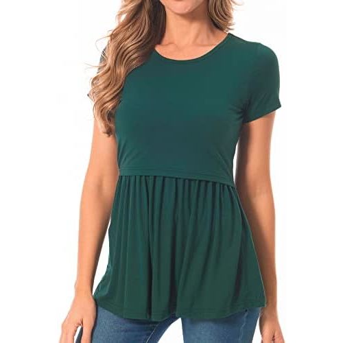Bearsland Women’s Nursing Top Long Sleeve Scoop Neck Nursing Shirt Breastfeeding Shirt Pregnancy Clothes