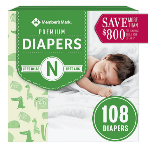 Member's Mark Premium Baby Diapers (Sizes: Newborn - 7)