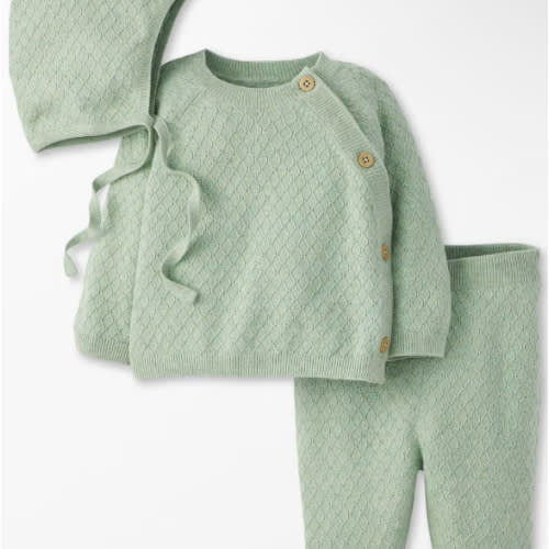 3-Piece Baby Sweater Set | Hanna Andersson | Seafoam