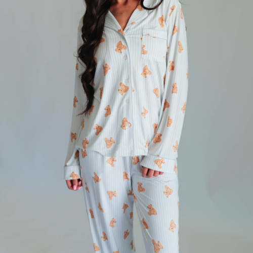 Women's Button Up Set In Teddy