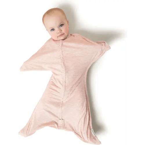 SleepingBaby Zipadee-Zip Transition Swaddle - Cozy Baby Swaddling Blanket with Zipper Convenience - Roomy Wearable Blanket for Easy Diaper Changes - 4-8 Month - Ballet Pink Heather