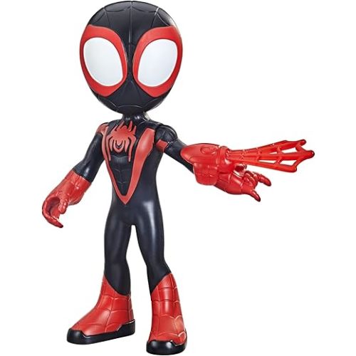 Spidey and His Amazing Friends 9-inch Supersized Miles Morales: Spider-Man Action Figure with Poseable Head and Arms, Web Accessory, for Kids Ages 3 and Up