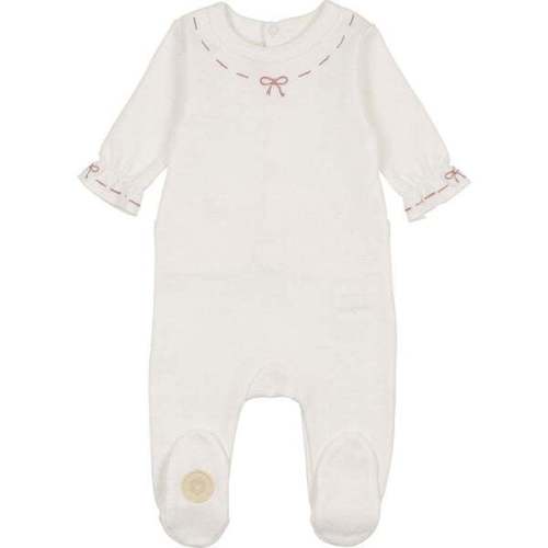 Soft Stitches Footie, Girls Ivory & Rose - Mon Tresor Bebe | Maisonette