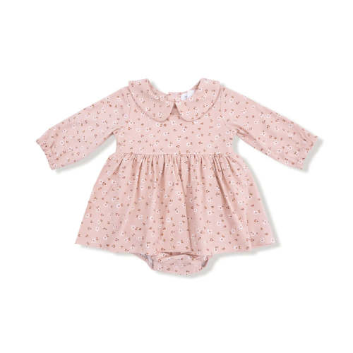 carrie floral pink long sleeve peter pan collar bubble with skirt