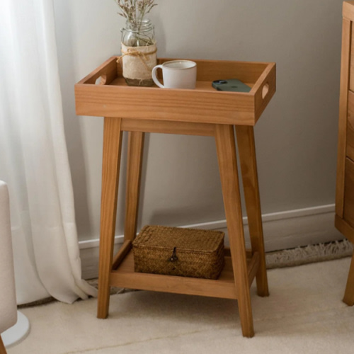 Retro Side Table in Hazelnut Solid Wood | Simply Nursery