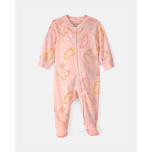 Baby Girl Easter 100% Cotton 2-Way Zip Sleep & Play Pajama - Pink | Carter's