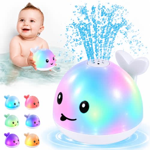 Baby Bath Toys, Light Up Whale Bath Toy 1 Year Old Boy Girl Gifts | Bath Toys for Kids Ages 1-3 Bathtub Fountain Toy Sprinkler Pool Water Toy for Toddler Babies 6-12-18 Month Christmas Baby Toy