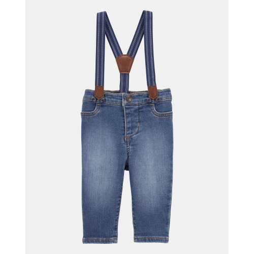 Baby Knit-Denim Suspender Pants - Blue - OshKosh B'gosh | Carter's