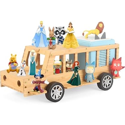 Shelf for Tonie Figures Characters Storage with 35Pcs Adhesive Metal Plate for Creative Tonie Box Magnetic for Wooden Shelf for Kids