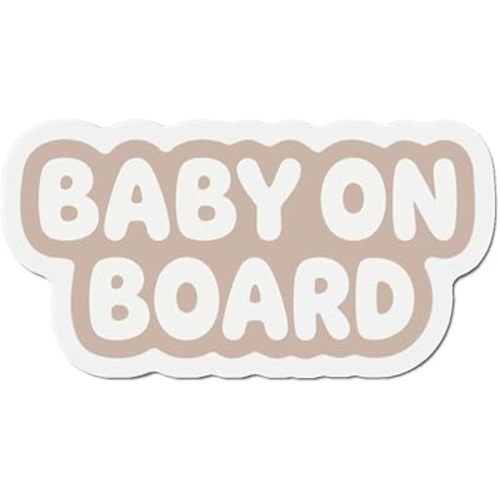 Baby On Board Car Magnet Minimalist Neutral Beige Baby Safety Sign Cute Modern Vehicle Magnet for Parents