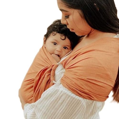 Baby Ring Sling Baby Carrier, Extra Soft Baby Sling Carrier for Newborn to Toddler, Lightweight Breathable Adjustable Baby Wrap Sling, Brown