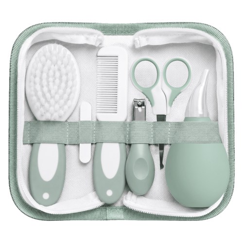 Bizzu Baby Grooming Kit, 11-Piece Essential Care Set with Brush, Comb, Nail Tools & Storage Case, Sage