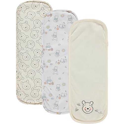 Disney Baby Burp Cloths 3 Pack – 100% Cotton – Mickey Mouse, Minnie Mouse, Winnie The Pooh, Dumbo – Soft & Absorbent Newborn Essentials for Boys & Girls