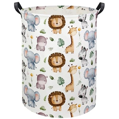 HIYAGON Baby Laundry Hamper Basket Baby Hamper for Nursery Boy and Girl Cute Kids Toys Storage Bin Organizer Animal Room Decor(Animal)