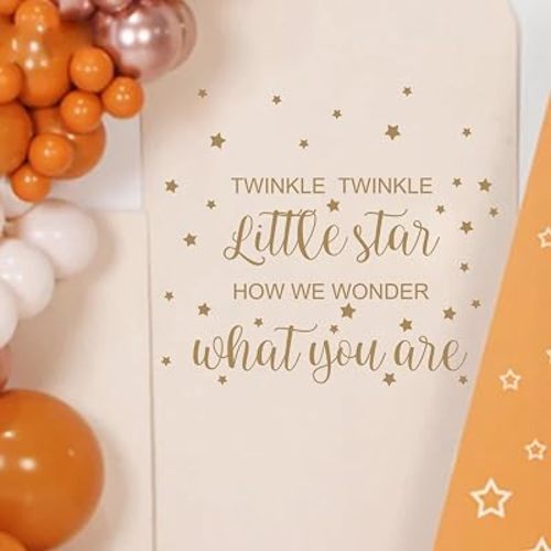 Twinkle Twinkle Little Star Gender Reveal Backdrop Decal，Boy or Girl Party Background Decor，He or She How We Wonder What You are Party Decor，Star Baby Shower Decor Photo Shoot Backdrops