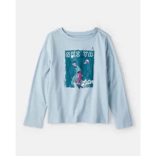Girls Skiing Long-Sleeve Graphic Tee - Blue | Carter's (Small)