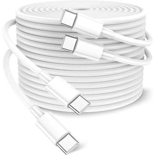 100W USB C to USB C Cable 2-Pack 10ft, Upgraded Fast Charging USB Type C to Type C Cable, USB-C Cord Phone Charger Compatible with iPhone 16/15/Samsung/Android/Phone/Pad/Macbook/Pro/Plus/Max etc.