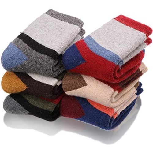 EBMORE Kids Merino Wool Socks for Toddlers Boys Girls Warm Thermal Winter Thick Hiking Heavy Cozy Crew Boot Socks 6 Pairs