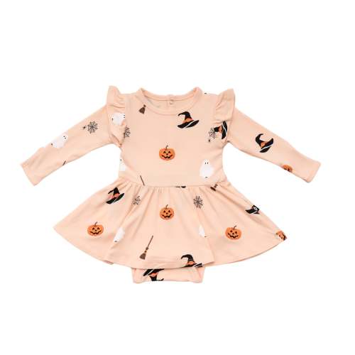 Long Sleeve Twirl Bodysuit Dress in Bewitched