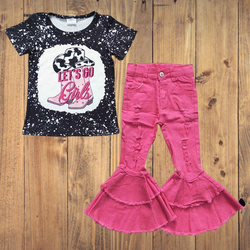 Pink Bells Cowgirl Girl Boutique Outfit