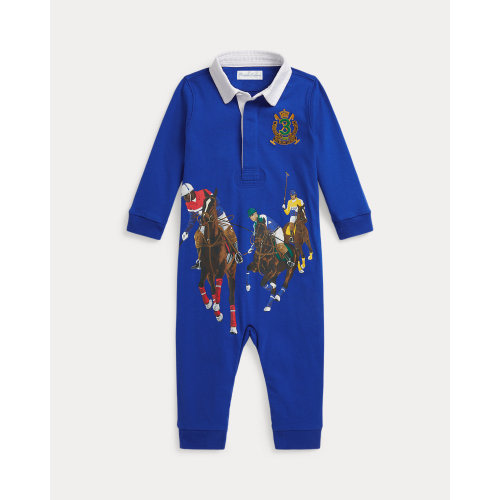 Equestrian-Print Cotton Rugby Coverall