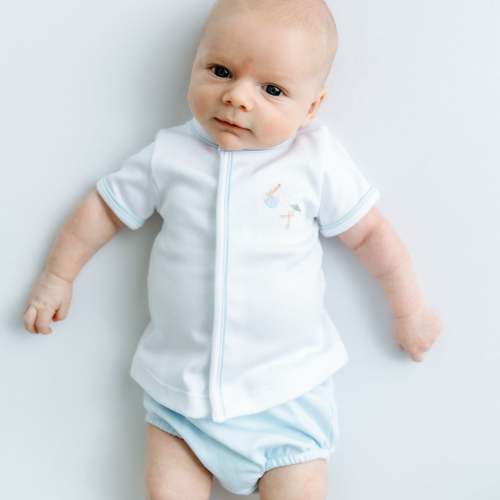 Vintage Stork Diaper Cover Set - Light Blue