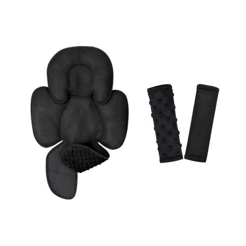 2-in-1 Baby Car Seat Cushion & Car Seat Strap Pads, Infant Car Seat Head Support & Strap Shoulder Covers, Car Seat Insert & Belt Covers for Newborn, Black63