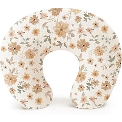 Konssy Muslin Nursing Pillow Covers, 100% Cotton Soft & Adorable Covers for Breastfeeding Pillows, Slipcovers for Newborn Baby Boys & Girls