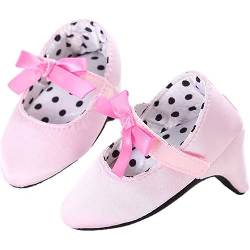 Newborn Baby Girls Princess Shoes with High Heels Bowknot Soft Sole Crib Shoes Infant Girl Photography Props