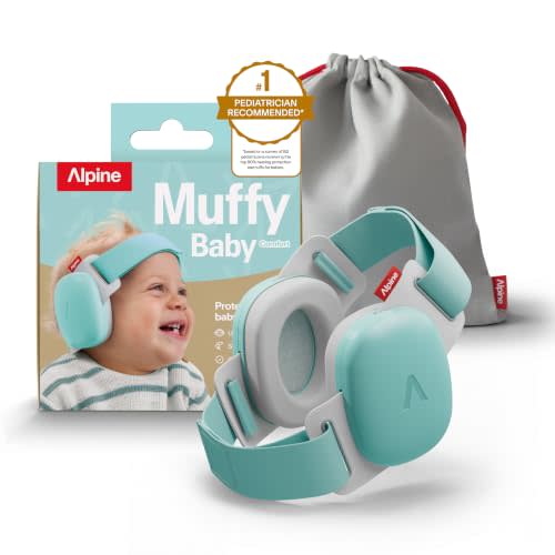 Alpine Muffy Baby Comfort - Protects Hearing for Babies and Toddlers - CE & ANSI Certified - Headband for Safe fit & Comfort - Adjustable for Ages 3-48 Months - 24dB Sound Reduction, Aqua