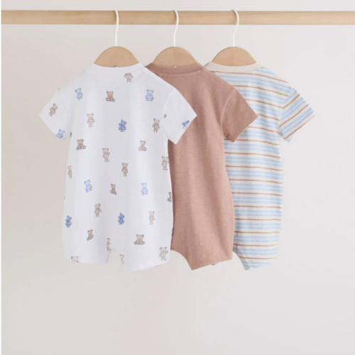 Buy Blue/Brown Bear Jersey Baby Rompers 3 Pack from Next USA