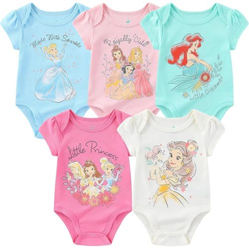 Disney Minnie Mouse Fabulous 5 Pack Girls Bodysuits for Newborns Babys and Infants
