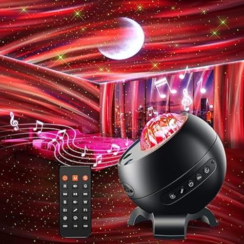Sound Machine White Noise Machine for Sleeping, 15 Soothing Sounds & Bluetooth Speaker Aurora Light Projector, 15Colors White Noise Sound Machine for Sleep Therapy for Adults & Kids Red Light Lamp