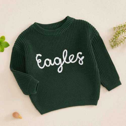 Hand Embroidered Eagles Baby Football Sweater, Embroidered Baby Sweater - Baby Shower Gift
